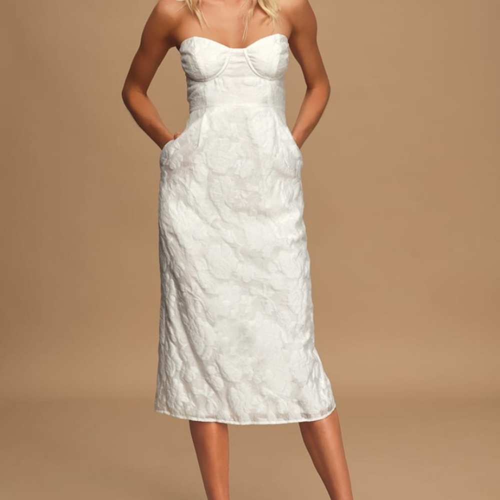 From this Day Floral Jacquard Strapless Midi